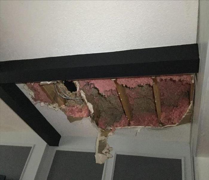 water damage to a ceiling